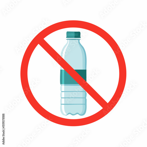 Prohibition of Plastic Bottle: A bold visual statement against plastic bottle, encased in a universal "no" symbol. Highlighting environmental concerns and promoting eco-conscious choices.