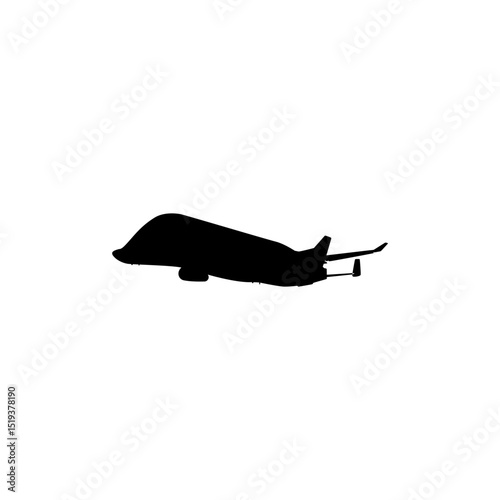 Silhouette of the Airbus cargo aircraft, freight aircraft, freighter, airlifter or cargo jet. Vector Illustration