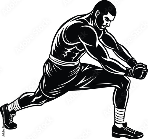 Dynamic Boxer Silhouette Vector: Bold, Minimalist Art for Sports Branding