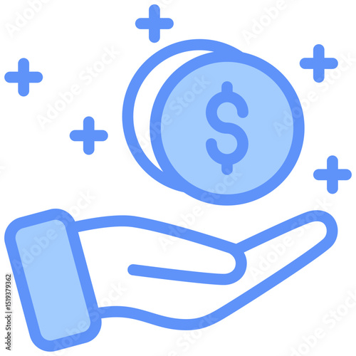 Earning Icon Outline Blue