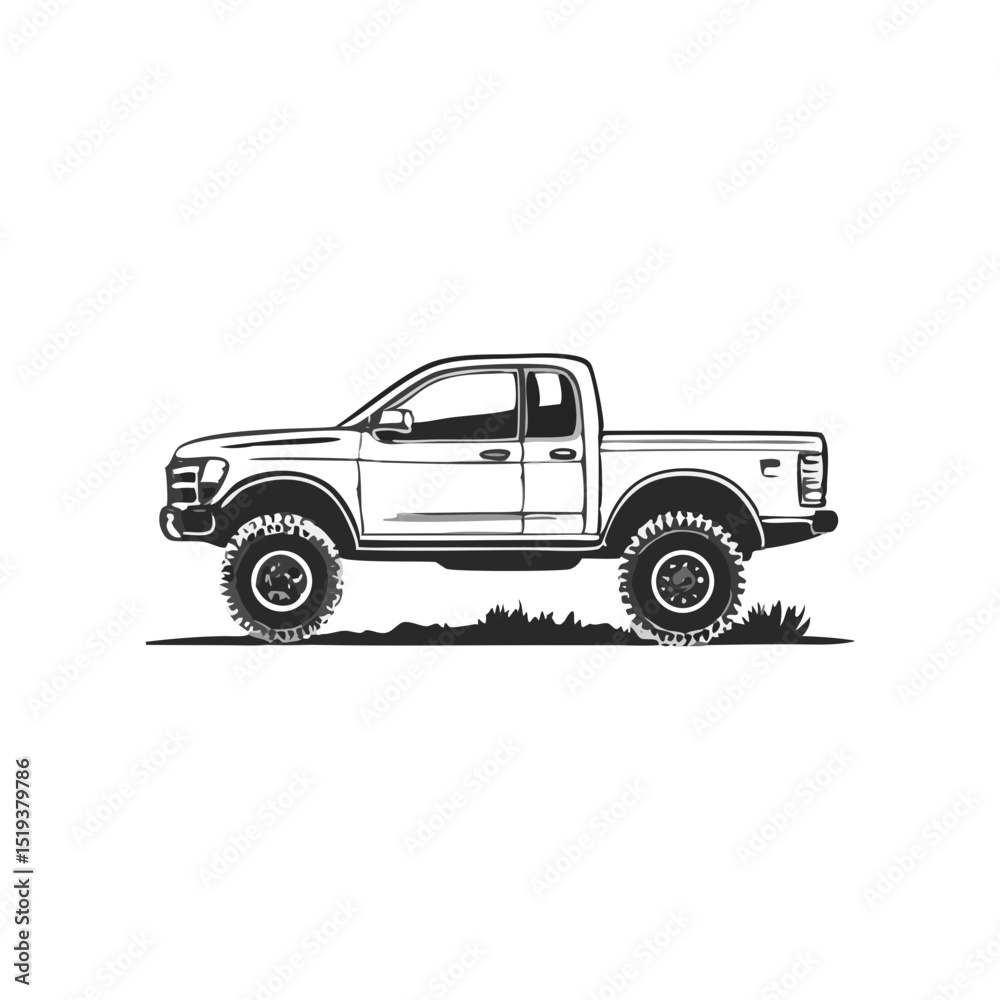 Obraz premium Pickup Truck Graphic Vehicle Silhouette Symbol Icon Off-Road Vehicle Illustration