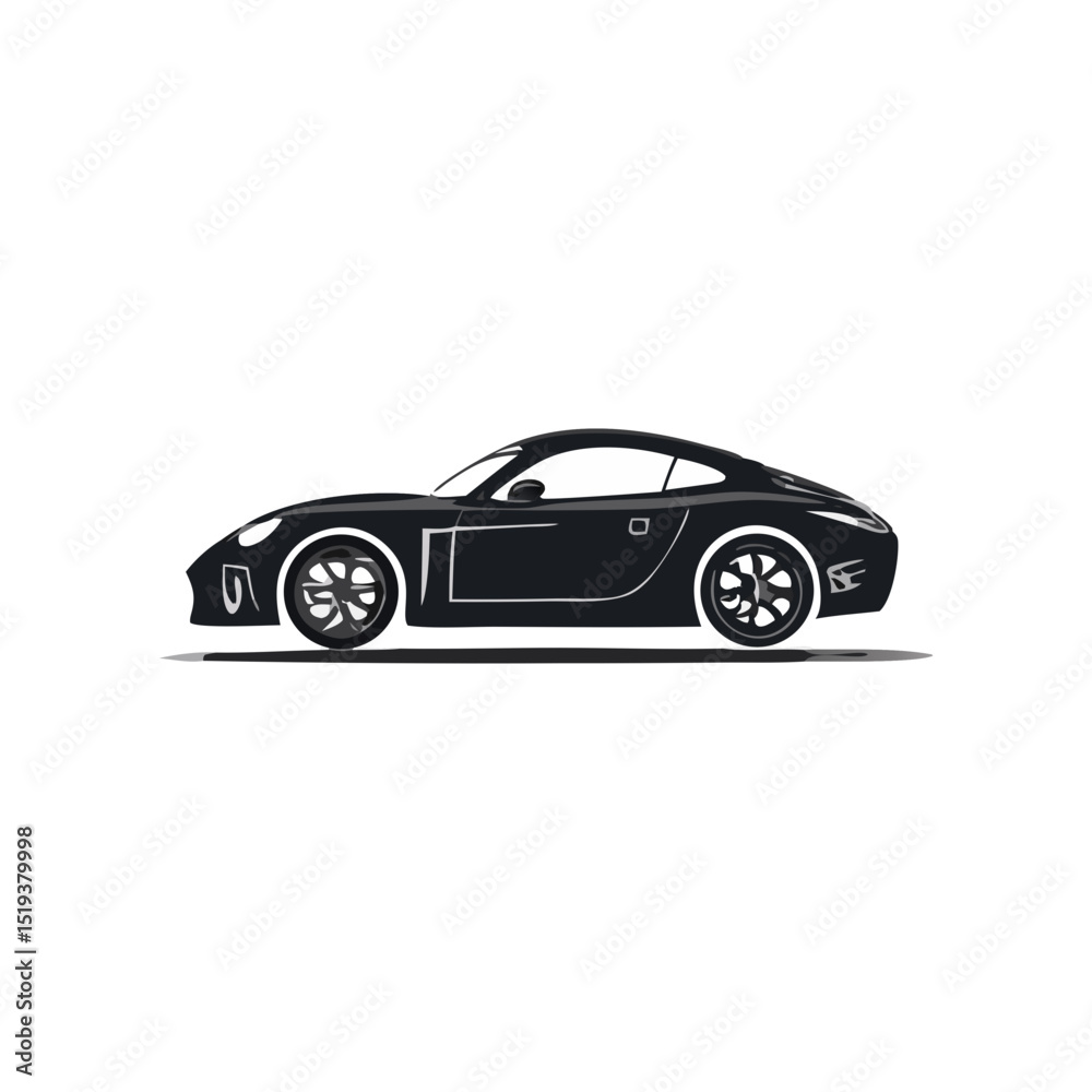 Sleek Black Coupe Vehicle Silhouette Symbol Icon Side Profile Illustration Sleek Black Coupe Vehicle Silhouette Symbol Icon Side Profile Illustration