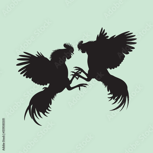 vector silhouette of a fighting rooster
