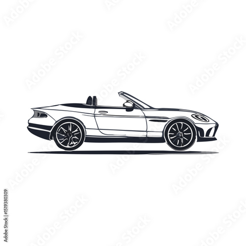 Elegant Sports Car Vehicle Silhouette Symbol Icon Convertible Design Vector Illustration