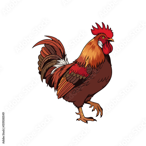 vector illustration of a rooster on a white background