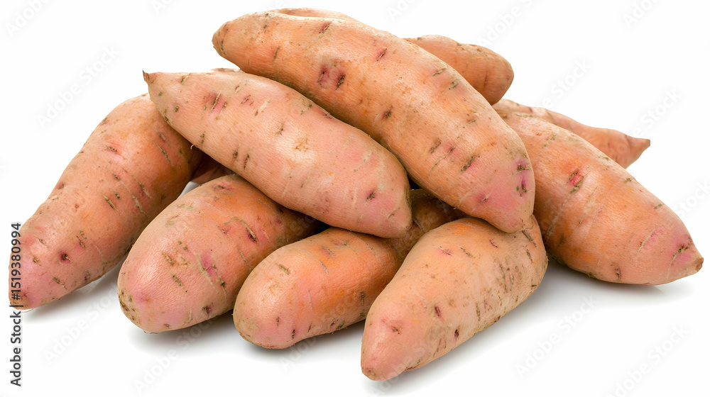 Pile Of Sweet Potatoes On White Background Pile Of Sweet Potatoes On White Background