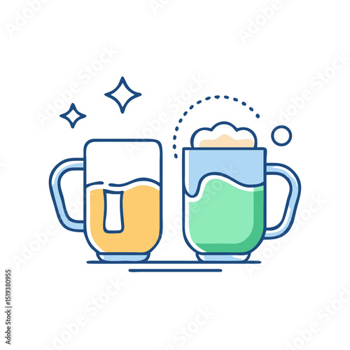 Beer mugs with foam for celebration.