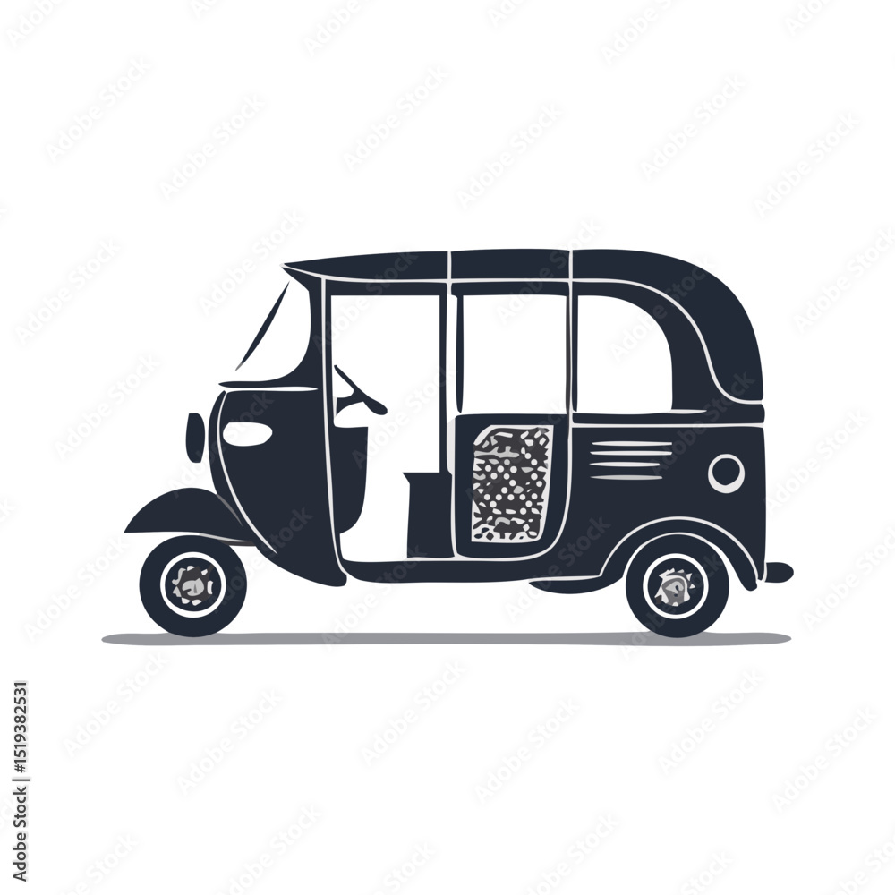 Obraz premium Auto Rickshaw Vehicle Silhouette Symbol Icon Asian Transportation Icon - Vector Illustration