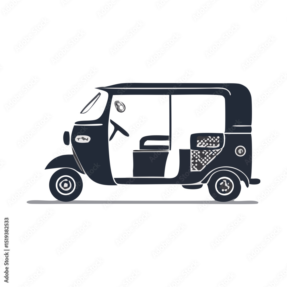Obraz premium Auto Rickshaw Vehicle Silhouette Symbol Icon A Detailed Vector Illustration