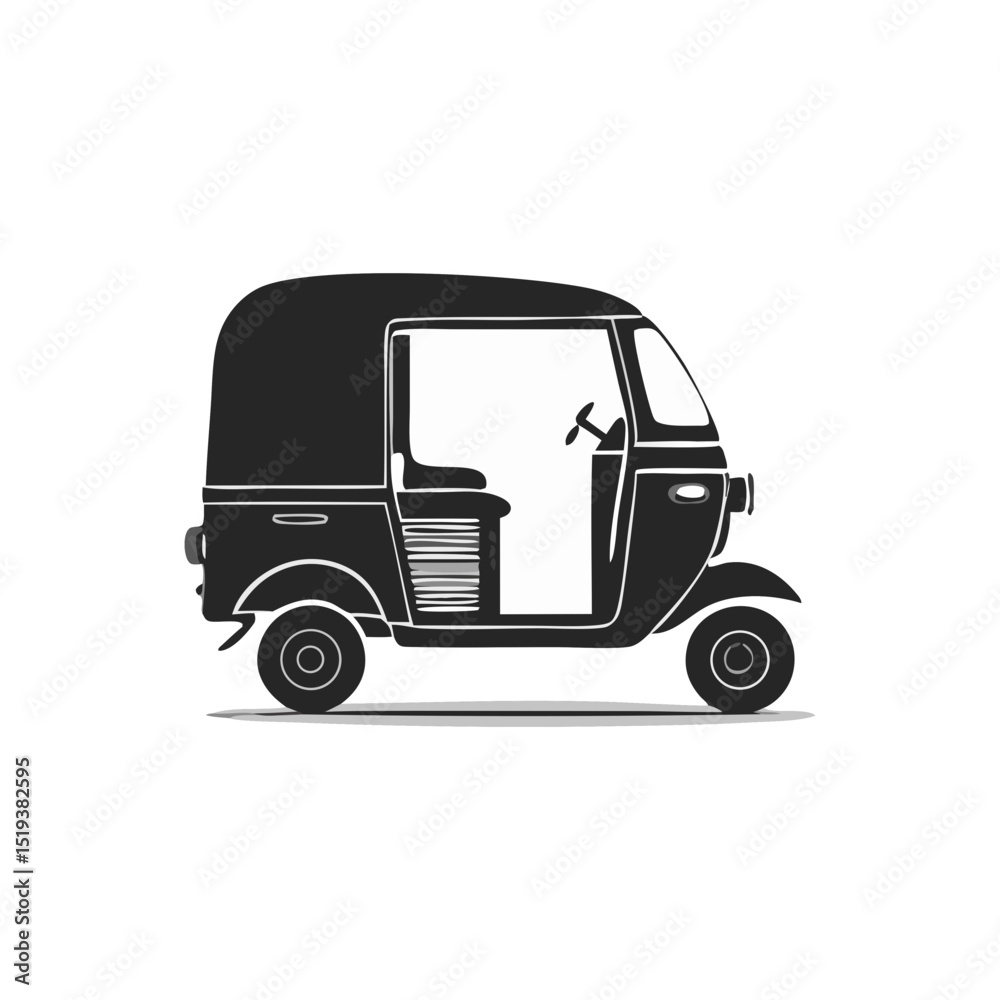 Fototapeta premium Auto Rickshaw Vehicle Silhouette Symbol Icon A Minimalist Vector Graphic