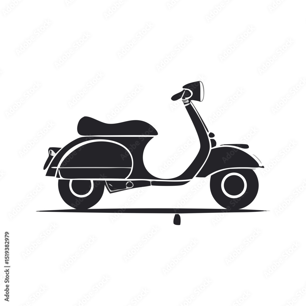 Obraz premium Classic Vespa Scooter Vehicle Silhouette Symbol Icon Minimalist Vector Illustration