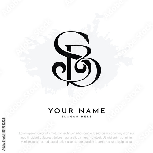 SB BS initial letter handwriting and luxury monogram logo