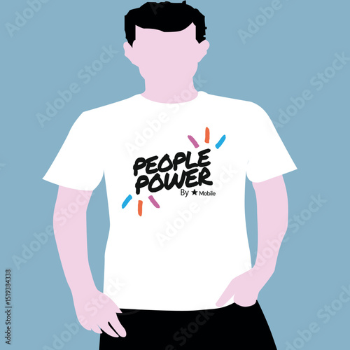 White t-shirt design for people power,  White and black design t-shirt for men, 