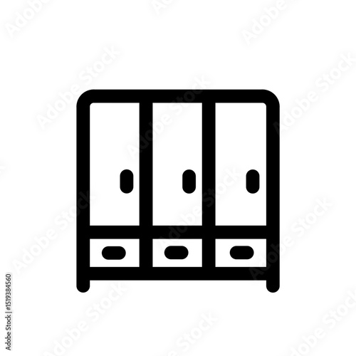 cupboard with 3 drawer and door line icon