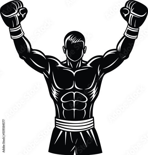 Sophisticated Boxer Silhouette Vector: Bold and Clean Design for Sports