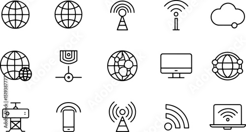 computer network and internet icons   vector icon .eps