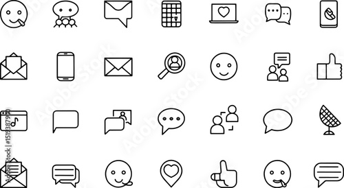 communication thin line icons chatting chat discus.eps