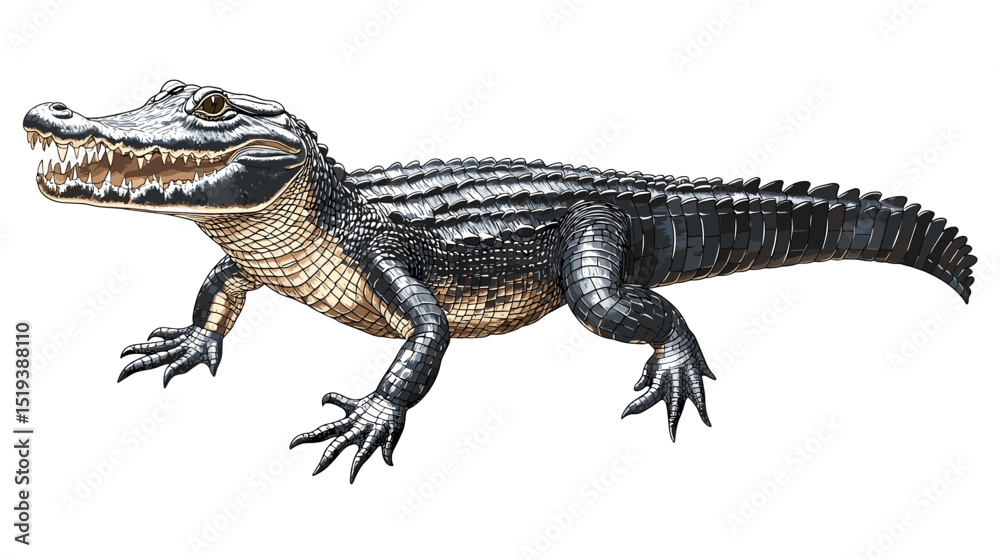Fototapeta premium Crocodile aligator caiman reptile vector illustration isolated on a white background