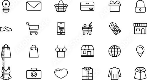 commerce and shopping line editable icon set  cont.eps