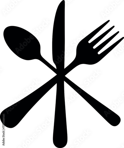 Fork, Spoon And Knife vector black silhouette cricut print design