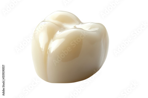 Realistic 3D tooth icon, glossy ivory dental model, dentistry healthcare symbol for orthodontics and tooth care design isolated on Transparent Background
