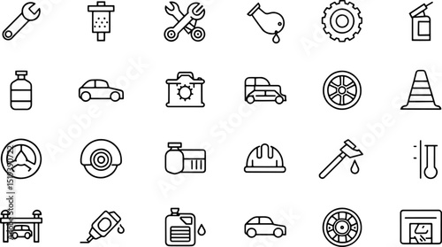 car service icon set with editable stroke and whit (3).eps