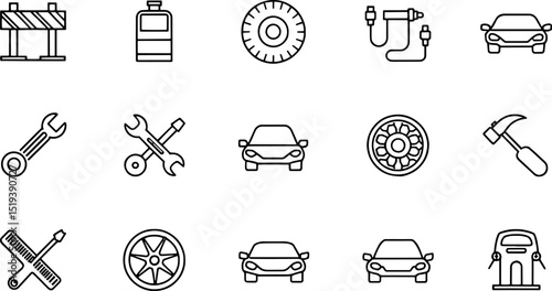 car service icon set with editable stroke and whit (2).eps