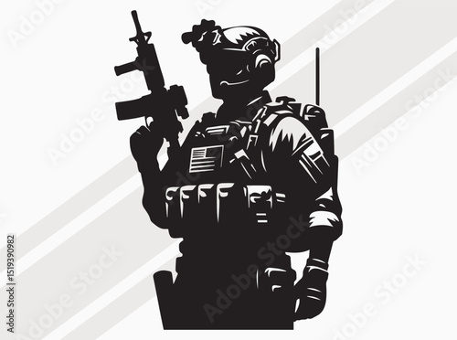Military Silhouette Collection Featuring Soldiers, Rifles, Flags, and Helicopters for Patriotic and Tactical Designs, US Soldier with American flag SVG, Patriot flag SVG