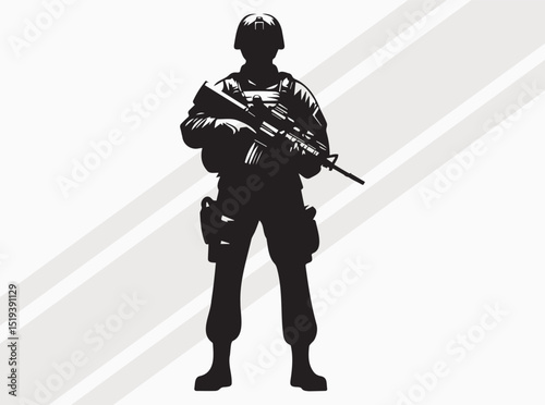 Military Silhouette Collection Featuring Soldiers, Rifles, Flags, and Helicopters for Patriotic and Tactical Designs, US Soldier with American flag SVG, Patriot flag SVG
