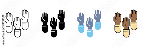 RAISE HANDS concept line icon. Simple element illustration.