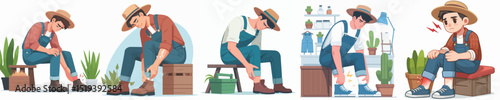 vector character farmer ankle pain