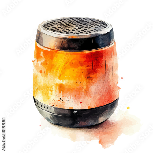 watercolor vector of Bluetooth Speaker, high quality, isolated on a white background.