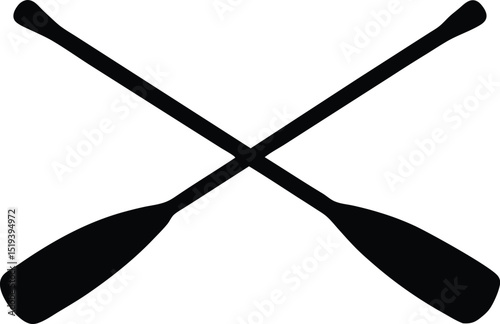 crossed canoe boat paddle vector illustration