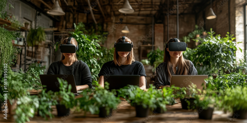 Innovative workforce development through upskilling and reskilling in a green workspace virtual reality indoor professional viewpoint Innovative workforce development through upskilling and reskilling in a green workspace virtual reality indoor professional viewpoint