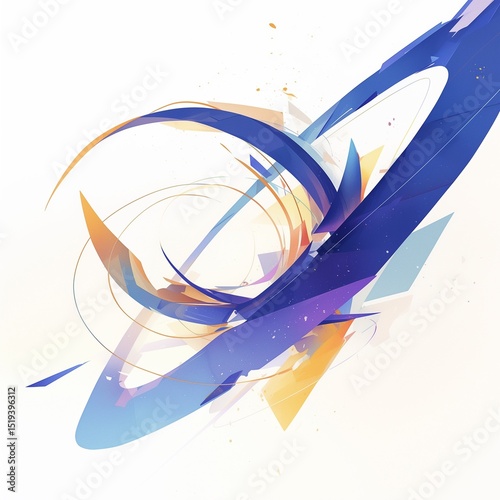 Dynamic Abstract Composition with Sharp Curves and Vibrant Blue
