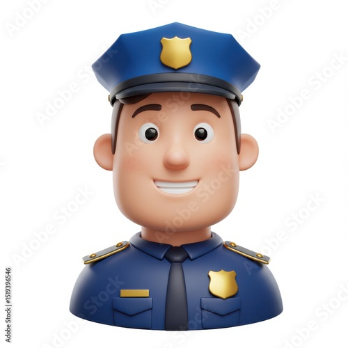 3d police officer icon isolated on white background