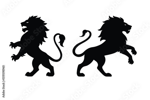 lion silhouette vector illustration set.