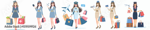flight attendant character vector shopping