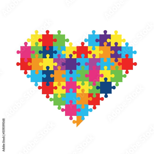 Colorful Puzzle Heart Symbol for Autism Awareness and Support