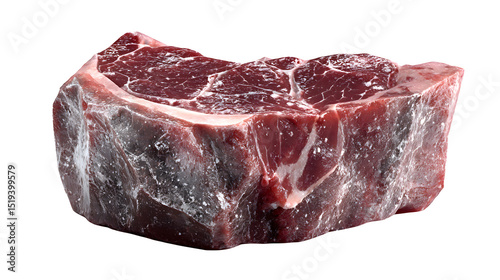 Raw elk steak in 3D render, thick cut, marbled texture, crisp focus photo