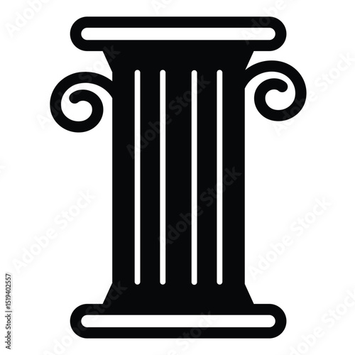 Greek column solid icon, architect studio concept. Vector graphics. Roman column, pillar sign on white background, style mobile or design.