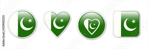 Pakistan flag vector icons for design.