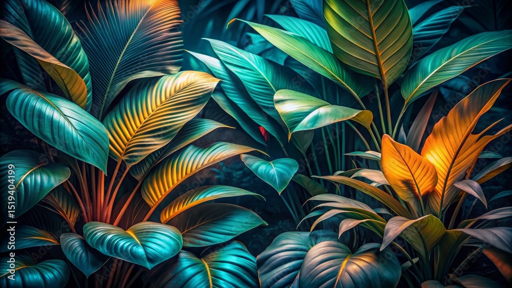 Lush Tropical Foliage with Vibrant Colors Lush Tropical Foliage with Vibrant Colors