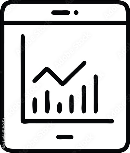 Tablet data analytics business report graph chart diagram presentation icon vector illustration