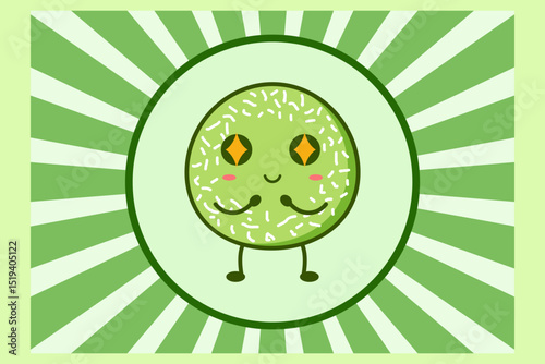 Cute cartoon klepon. Indonesia traditional dessert. Illustration vector design. EPS 10