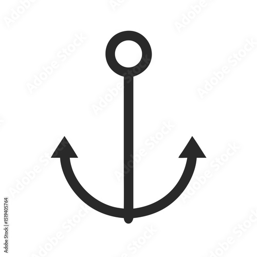 Symbolic anchor design featuring a classic structure with a central ring and flukes pointing upwards, perfect for nautical themes