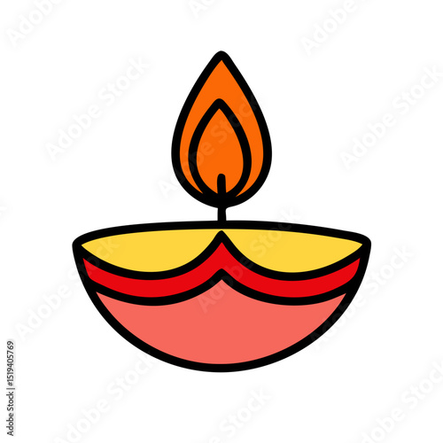 Brightly illuminated diya with flame symbolizes warmth and celebration during festive occasions