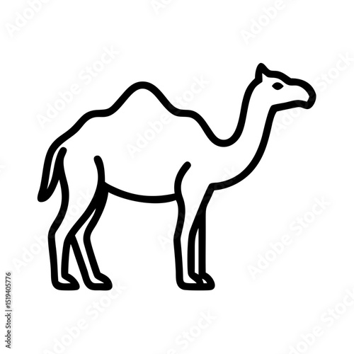 Camel walking in arid desert landscape under a clear blue sky at midday