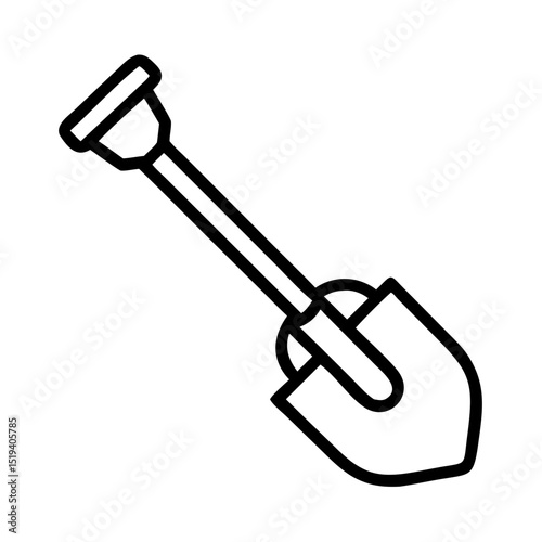 Shovel resting on the ground in a garden setting ready for digging and planting in early spring