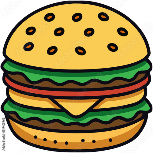 Delish burger stacked with crispy lettuce, tomato, and melted cheese ready to be enjoyed at a sunny outdoor grill